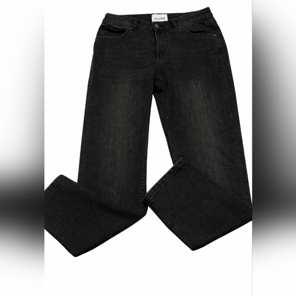 Duer Women's Dark Black Straight Leg Jeans